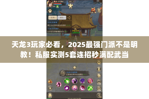 天龙3玩家必看，2025最强门派不是明教！私服实测5套连招秒满配武当