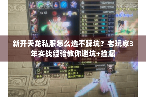 新开天龙私服怎么选不踩坑？老玩家3年实战经验教你避坑+捡漏