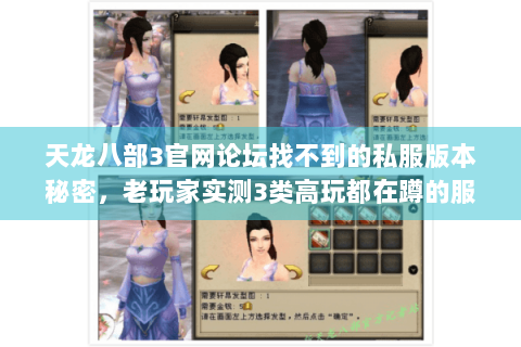 天龙八部3官网论坛找不到的私服版本秘密，老玩家实测3类高玩都在蹲的服