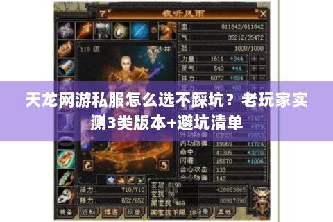 天龙网游私服怎么选不踩坑？老玩家实测3类版本+避坑清单