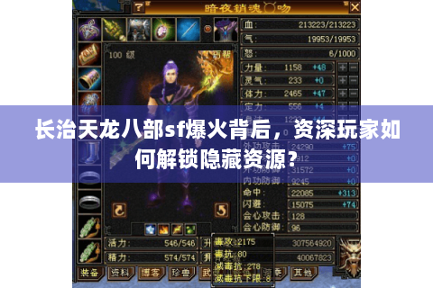 长治天龙八部sf爆火背后,资深玩家如何解锁隐藏资源? 长治天龙八部sf爆火背后,资深玩家如何解锁隐藏资源?