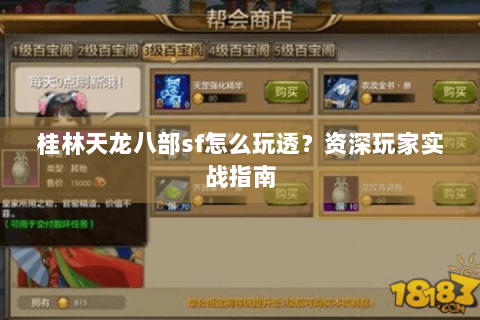 桂林天龙八部sf怎么玩透？资深玩家实战指南