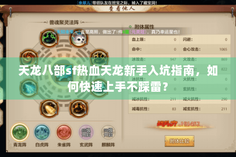 天龙八部sf热血天龙新手入坑指南，如何快速上手不踩雷？