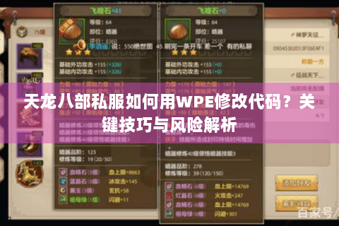 天龙八部私服如何用WPE修改代码?关键技巧与风险解析 天龙八部私服如何用WPE修改代码?关键技巧与风险解析