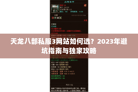 天龙八部私服3网站如何选？2023年避坑指南与独家攻略