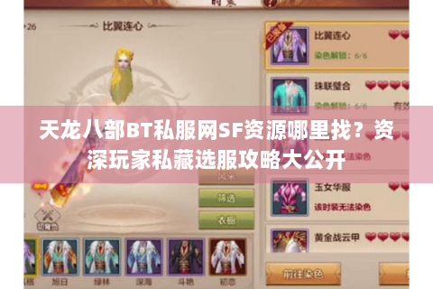 天龙八部BT私服网SF资源哪里找?资深玩家私藏选服攻略大公开 天龙八部BT私服网SF资源哪里找?资深玩家私藏选服攻略大公开