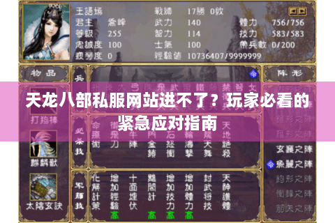 天龙八部私服网站进不了？玩家必看的紧急应对指南