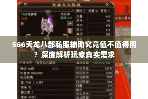 566天龙八部私服辅助究竟值不值得用?深度解析玩家真实需求 566天龙八部私服辅助究竟值不值得用?深度解析玩家真实需求