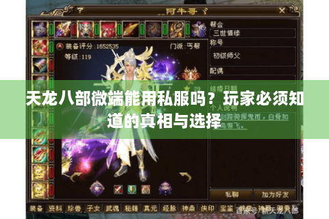 天龙八部微端能用私服吗？玩家必须知道的真相与选择