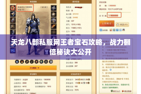 天龙八部私服网王者宝石攻略，战力翻倍秘诀大公开