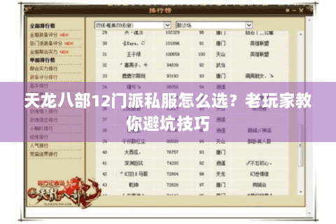 天龙八部12门派私服怎么选?老玩家教你避坑技巧 天龙八部12门派私服怎么选?老玩家教你避坑技巧