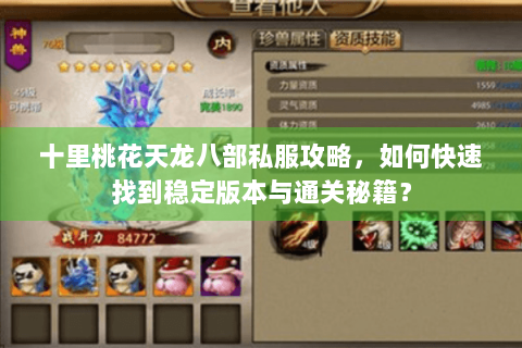 十里桃花天龙八部私服攻略，如何快速找到稳定版本与通关秘籍？