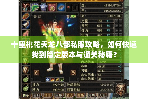 十里桃花天龙八部私服攻略，如何快速找到稳定版本与通关秘籍？