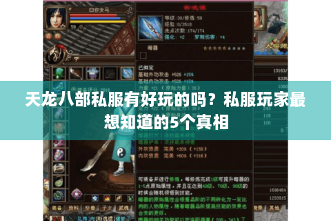 天龙八部私服有好玩的吗？私服玩家最想知道的5个真相