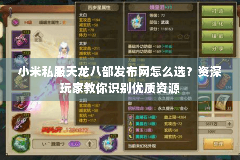小米私服天龙八部发布网怎么选？资深玩家教你识别优质资源
