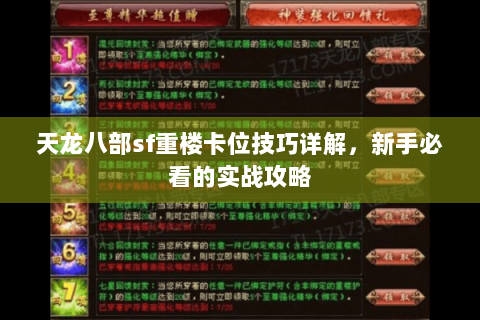 天龙八部sf重楼卡位技巧详解，新手必看的实战攻略