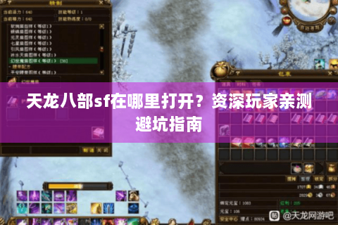 天龙八部sf在哪里打开？资深玩家亲测避坑指南