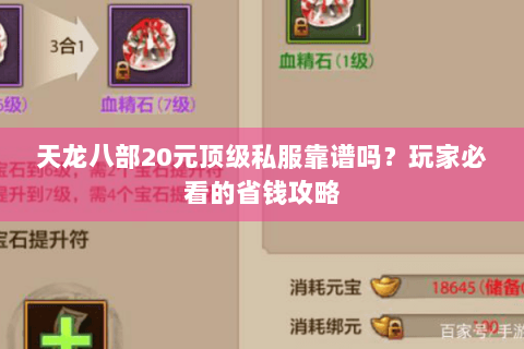 天龙八部20元顶级私服靠谱吗?玩家必看的省钱攻略 天龙八部20元顶级私服靠谱吗?玩家必看的省钱攻略
