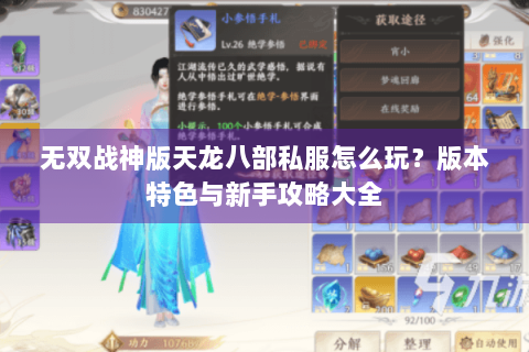 无双战神版天龙八部私服怎么玩？版本特色与新手攻略大全