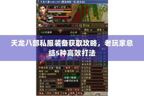 天龙八部私服装备获取攻略,老玩家总结5种高效打法 天龙八部私服装备获取攻略,老玩家总结5种高效打法