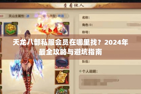 天龙八部私服会员在哪里找？2024年最全攻略与避坑指南