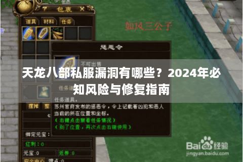 天龙八部私服漏洞有哪些？2024年必知风险与修复指南