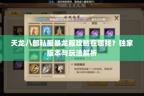 天龙八部私服暴龙服攻略在哪找?独家版本与玩法解析 天龙八部私服暴龙服攻略在哪找?独家版本与玩法解析