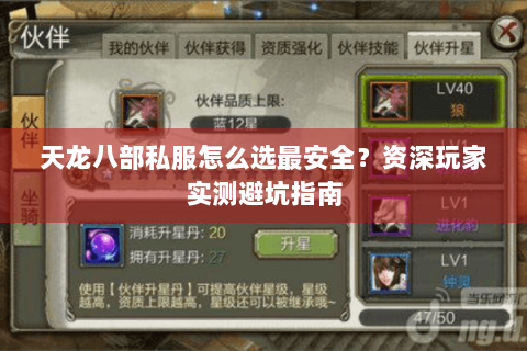 天龙八部私服怎么选最安全?资深玩家实测避坑指南 天龙八部私服怎么选最安全?资深玩家实测避坑指南