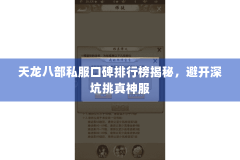 天龙八部私服口碑排行榜揭秘，避开深坑挑真神服