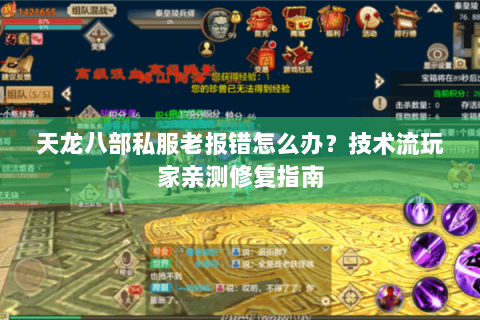 天龙八部私服老报错怎么办？技术流玩家亲测修复指南