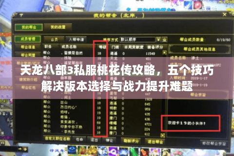 天龙八部3私服桃花传攻略,五个技巧解决版本选择与战力提升难题 天龙八部3私服桃花传攻略,五个技巧解决版本选择与战力提升难题