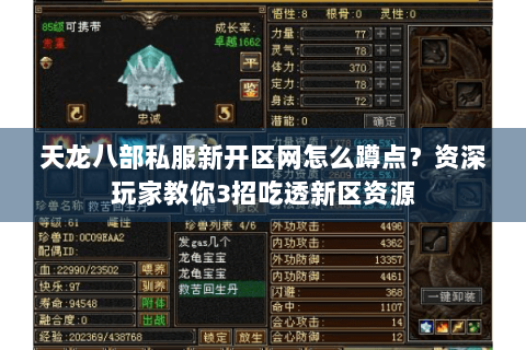 天龙八部私服新开区网怎么蹲点？资深玩家教你3招吃透新区资源