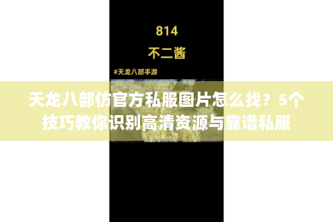 天龙八部仿官方私服图片怎么找？5个技巧教你识别高清资源与靠谱私服
