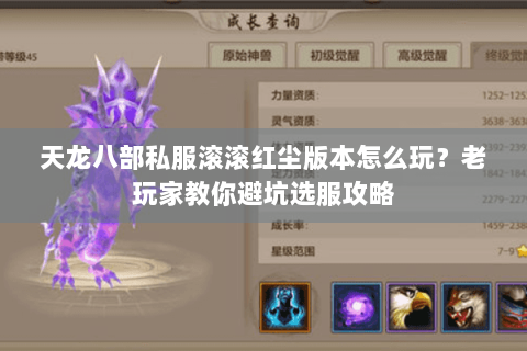 天龙八部私服滚滚红尘版本怎么玩?老玩家教你避坑选服攻略 天龙八部私服滚滚红尘版本怎么玩?老玩家教你避坑选服攻略