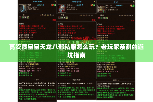 高资质宝宝天龙八部私服怎么玩？老玩家亲测的避坑指南
