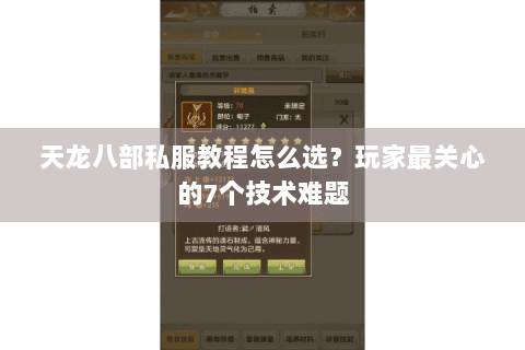天龙八部私服教程怎么选?玩家最关心的7个技术难题 天龙八部私服教程怎么选?玩家最关心的7个技术难题