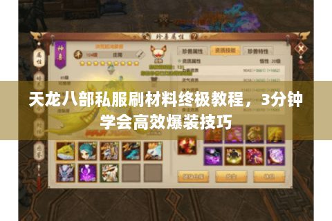 天龙八部私服刷材料终极教程,3分钟学会高效爆装技巧 天龙八部私服刷材料终极教程,3分钟学会高效爆装技巧