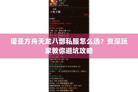诺亚方舟天龙八部私服怎么选？资深玩家教你避坑攻略