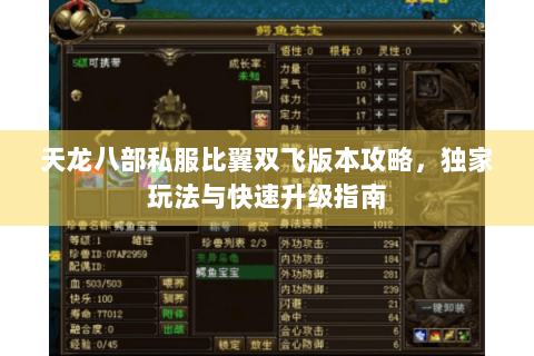 天龙八部私服比翼双飞版本攻略,独家玩法与快速升级指南 天龙八部私服比翼双飞版本攻略,独家玩法与快速升级指南