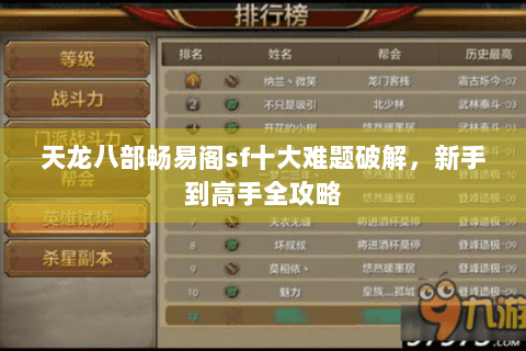 天龙八部畅易阁sf十大难题破解，新手到高手全攻略