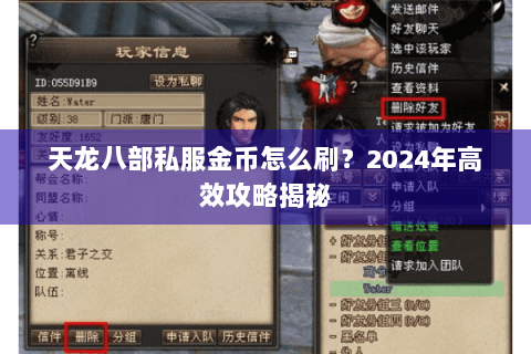 天龙八部私服金币怎么刷?2024年高效攻略揭秘 天龙八部私服金币怎么刷?2024年高效攻略揭秘