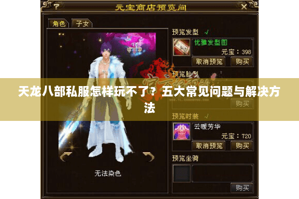 天龙八部私服怎样玩不了？五大常见问题与解决方法
