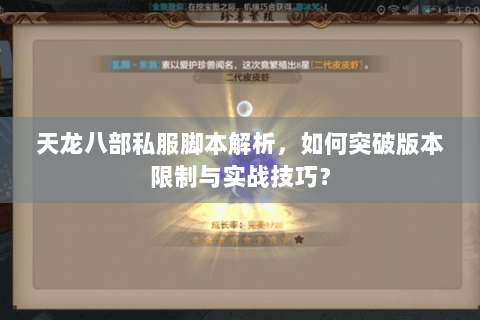 天龙八部私服脚本解析，如何突破版本限制与实战技巧？
