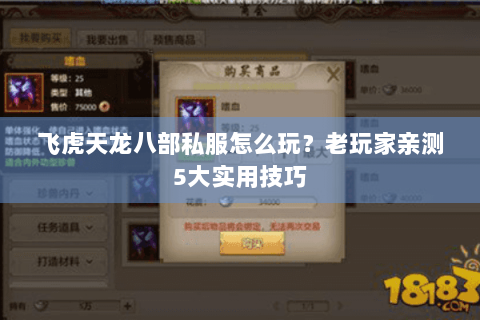 飞虎天龙八部私服怎么玩?老玩家亲测5大实用技巧 飞虎天龙八部私服怎么玩?老玩家亲测5大实用技巧
