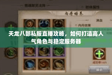 天龙八部私服直播攻略，如何打造高人气角色与稳定服务器