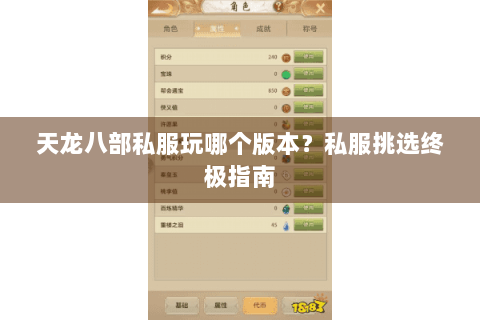 天龙八部私服玩哪个版本？私服挑选终极指南