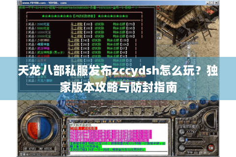 天龙八部私服发布zccydsh怎么玩？独家版本攻略与防封指南