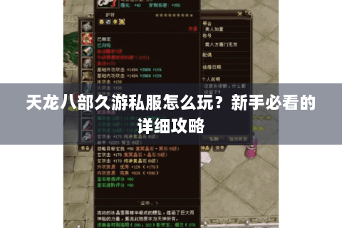 天龙八部久游私服怎么玩?新手必看的详细攻略 天龙八部久游私服怎么玩?新手必看的详细攻略