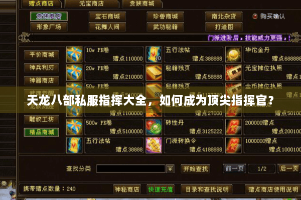 天龙八部私服指挥大全，如何成为顶尖指挥官？