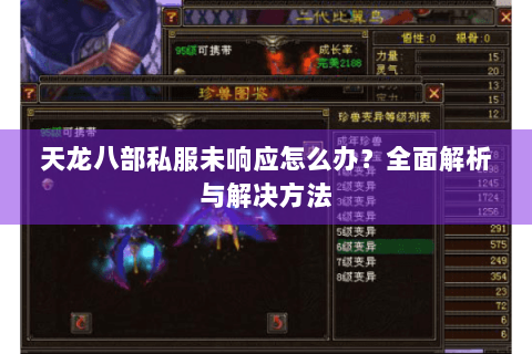 天龙八部私服未响应怎么办?全面解析与解决方法 天龙八部私服未响应怎么办?全面解析与解决方法